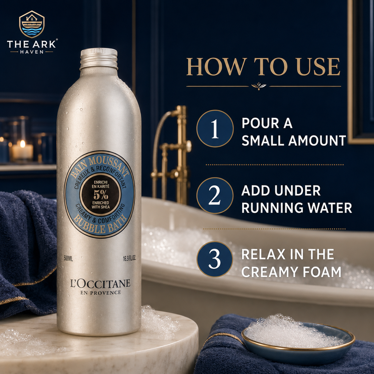 L’Occitane/Loccitane Shea Bubble Bath 500ml | Luxurious Creamy Foam | 5% Shea