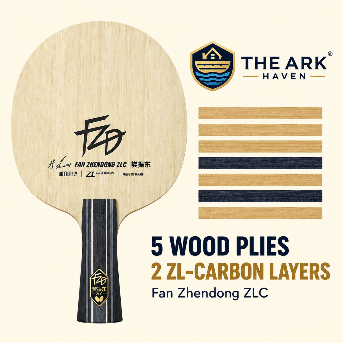 Butterfly Fan Zhendong ZLC (FZD ZLC) Table Tennis Blade FL | Japan