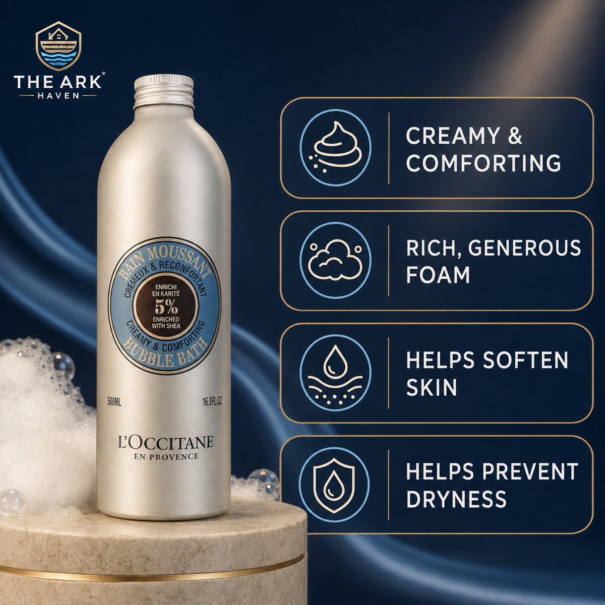 L’Occitane/Loccitane Shea Bubble Bath 500ml | Luxurious Creamy Foam | 5% Shea