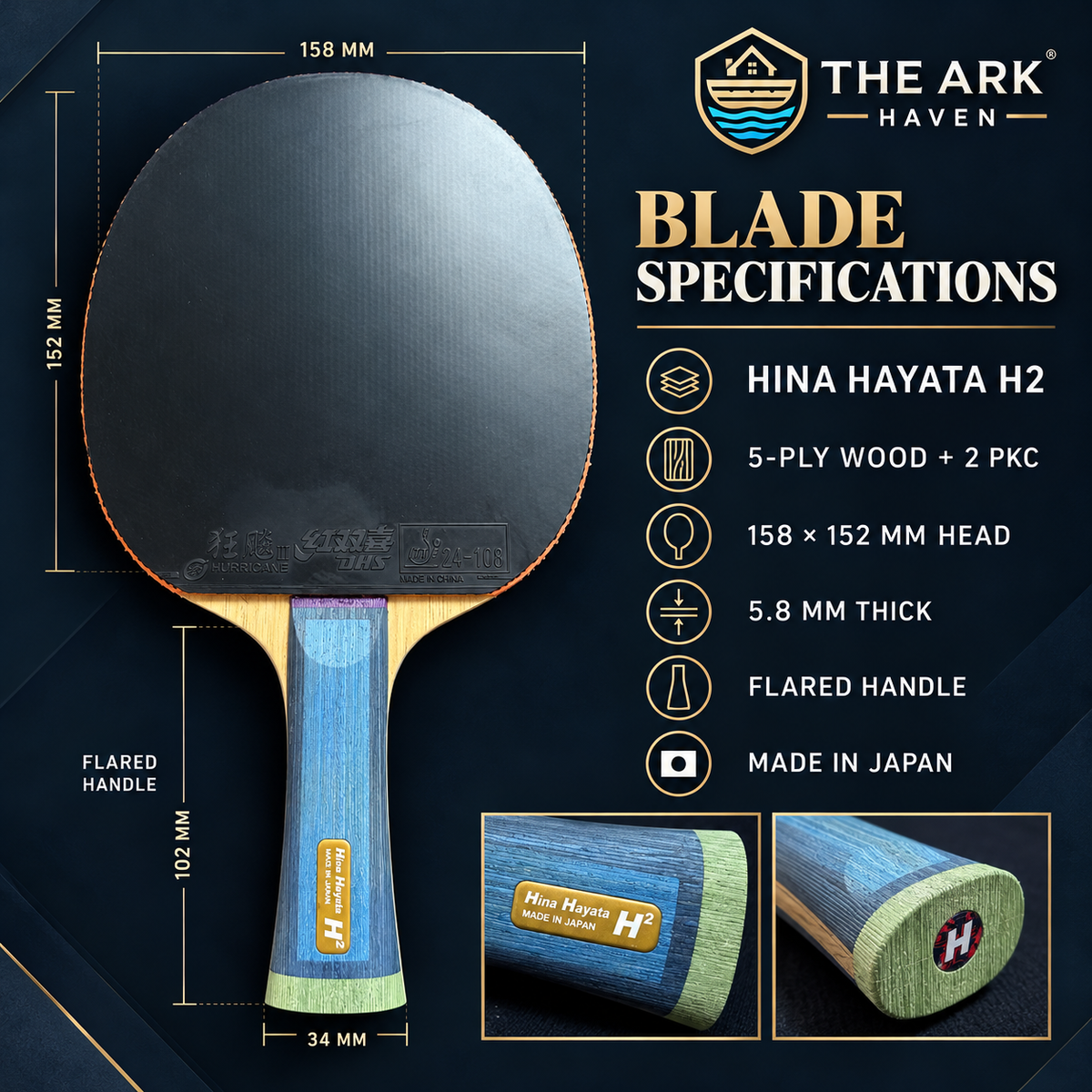 Nittaku Hina Hayata H2 Table Tennis Bat / Blade