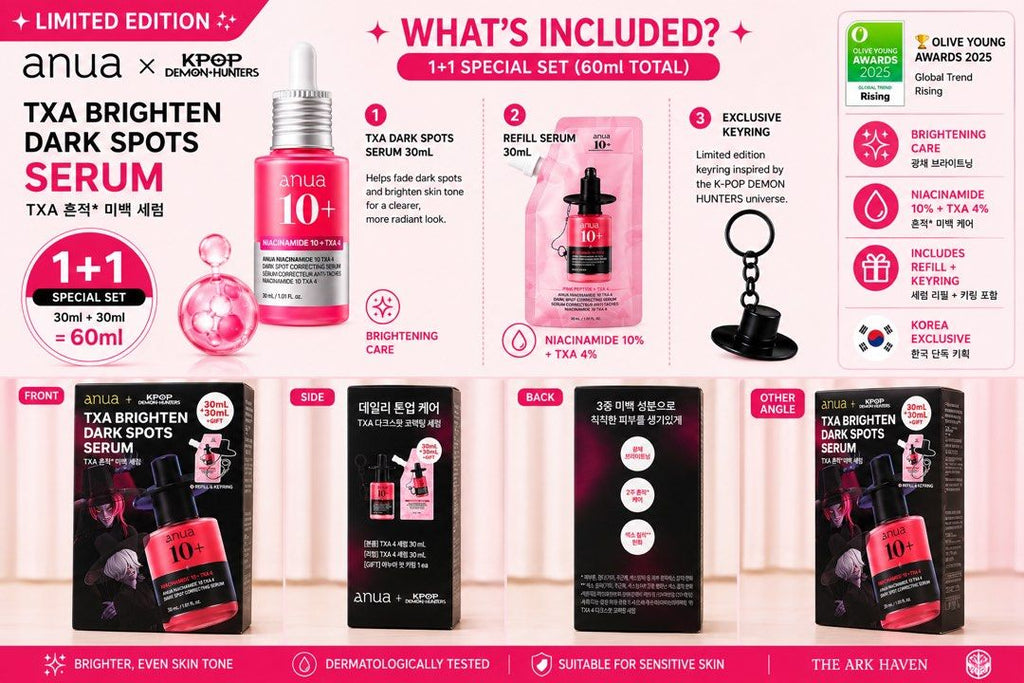 Anua TXA Dark Spot Correcting Serum 10+ 1+1 Special Set 60ml, Korea Exclusive KPOP Demon Hunters Limited Edition