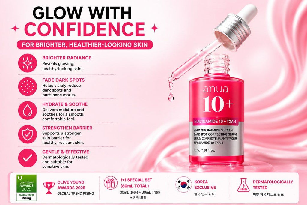 Anua TXA Dark Spot Correcting Serum 10+ 1+1 Special Set 60ml, Korea Exclusive KPOP Demon Hunters Limited Edition