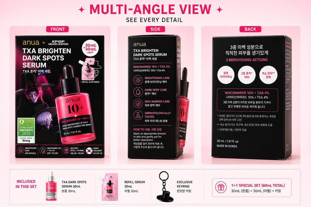Anua TXA Dark Spot Correcting Serum 10+ 1+1 Special Set 60ml, Korea Exclusive KPOP Demon Hunters Limited Edition